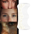 6Pcs Fake Freckle Stickers for Women Waterproof Golden Silver Glitter Temporary Tattoos for Face Makeup Holiday Music Party